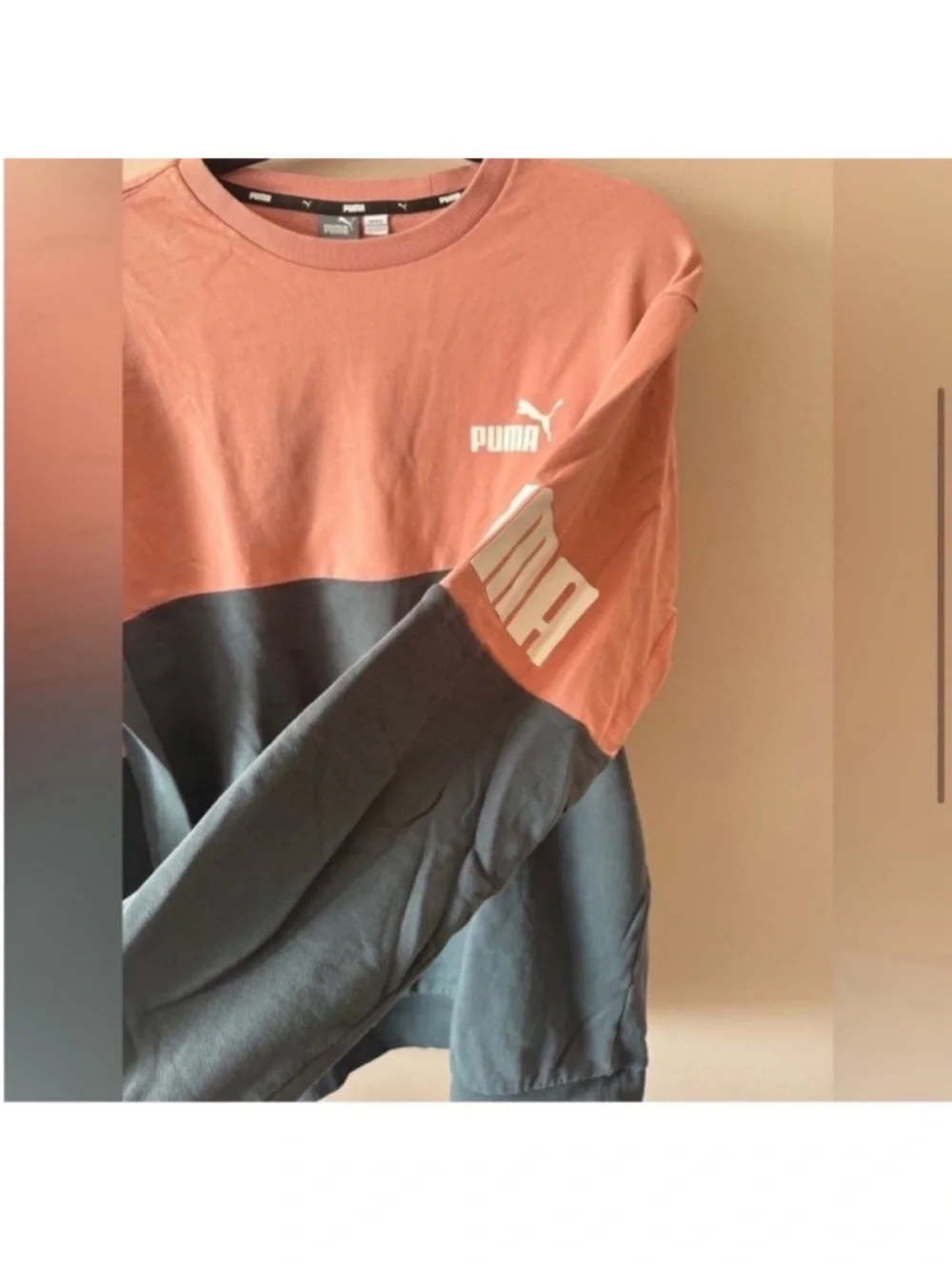 Puma Men’s Pink and Gray Colorblock Crewneck